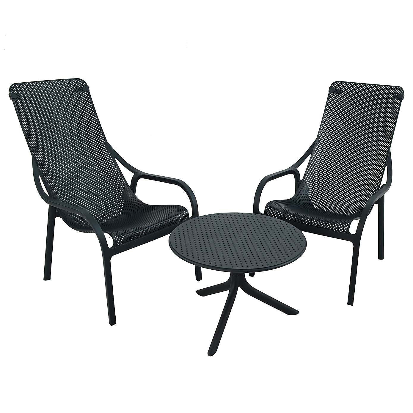 Nardi Step Low Round Table with 2 Net Lounge Chairs
