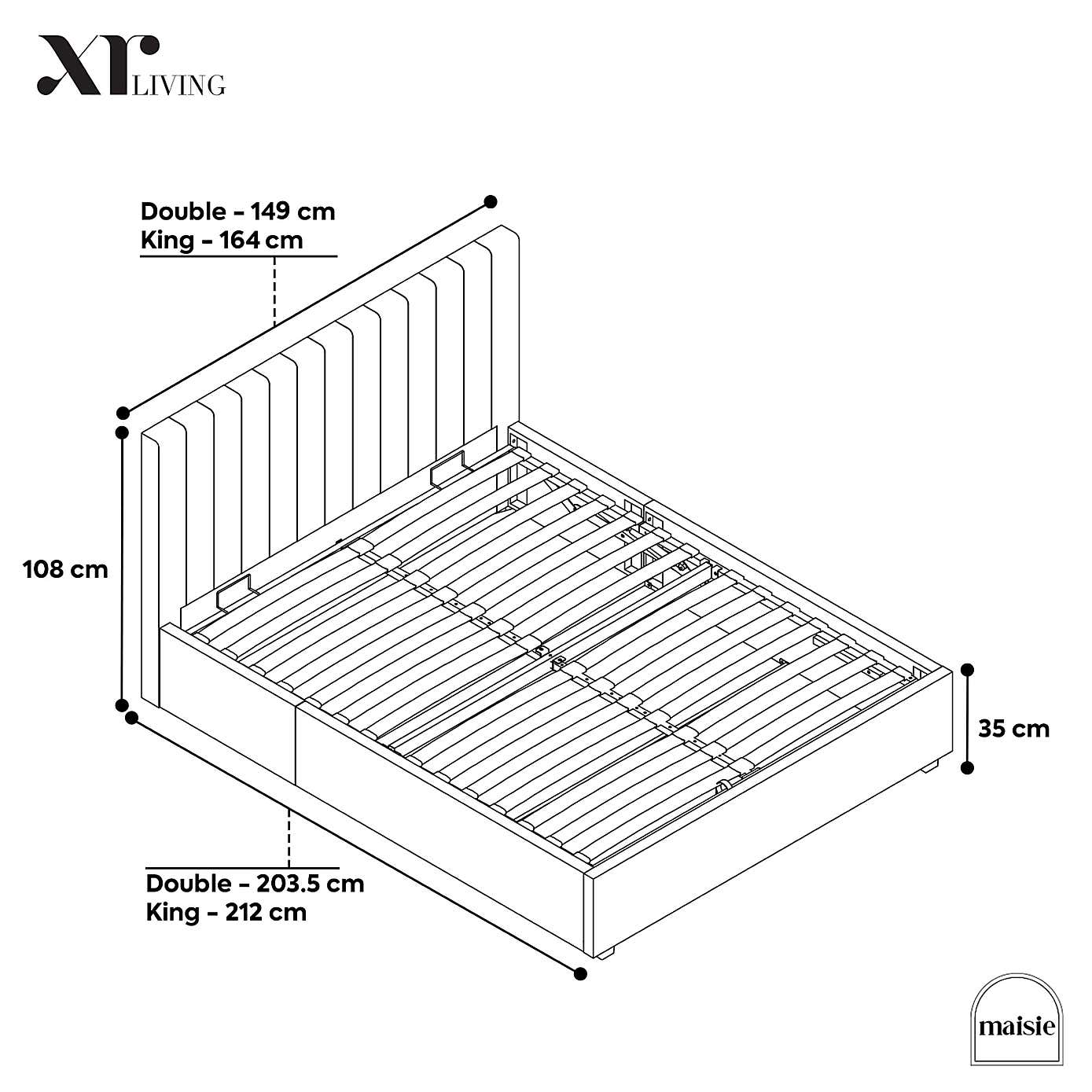 X Rocker Living Maisie LED Ottoman Bed Frame