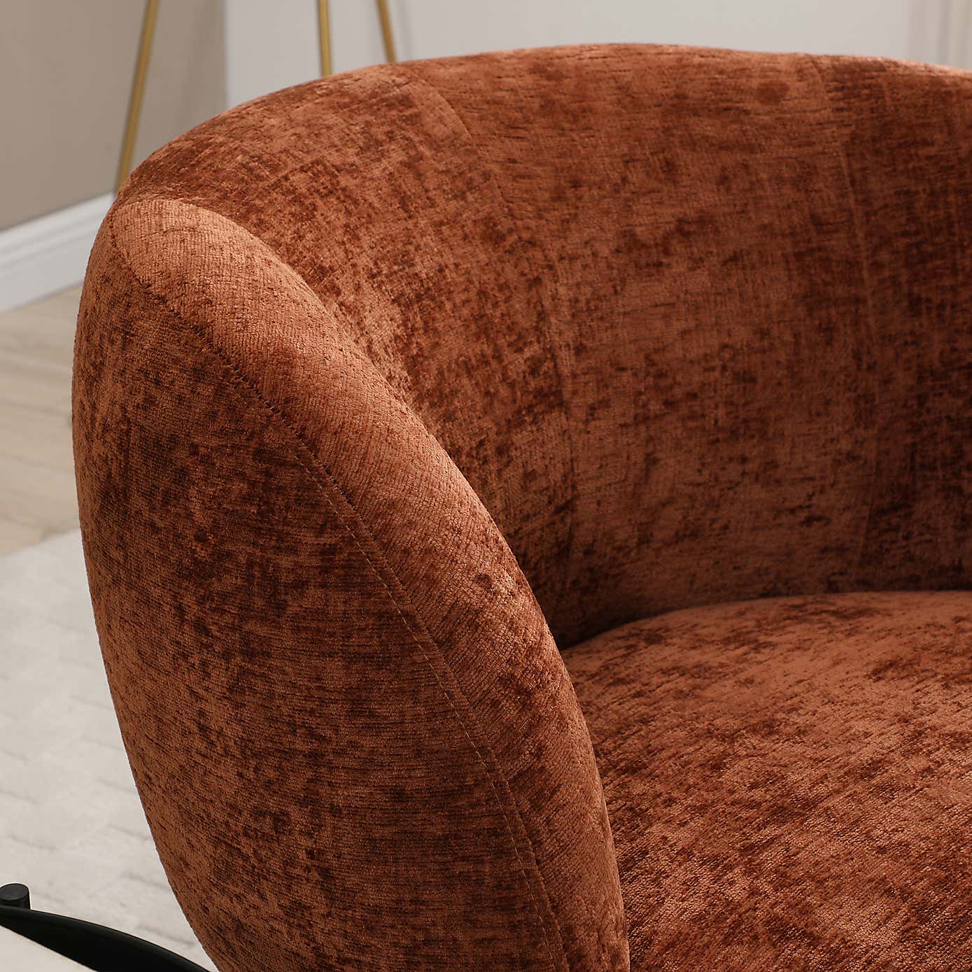 Tulip Chenille Curved Swivel Accent Chair