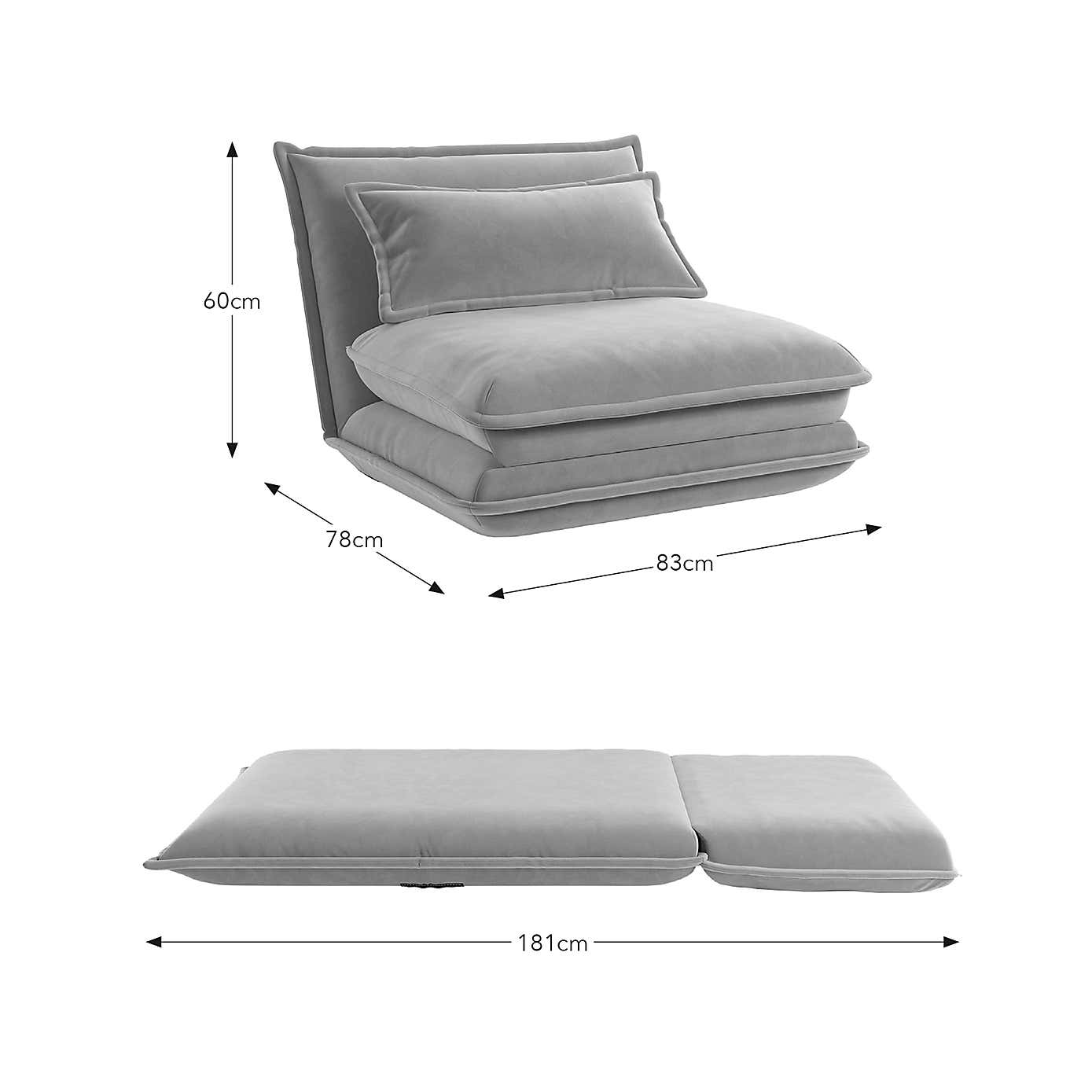 Jackson Velvet Foldable Single Sofa Bed