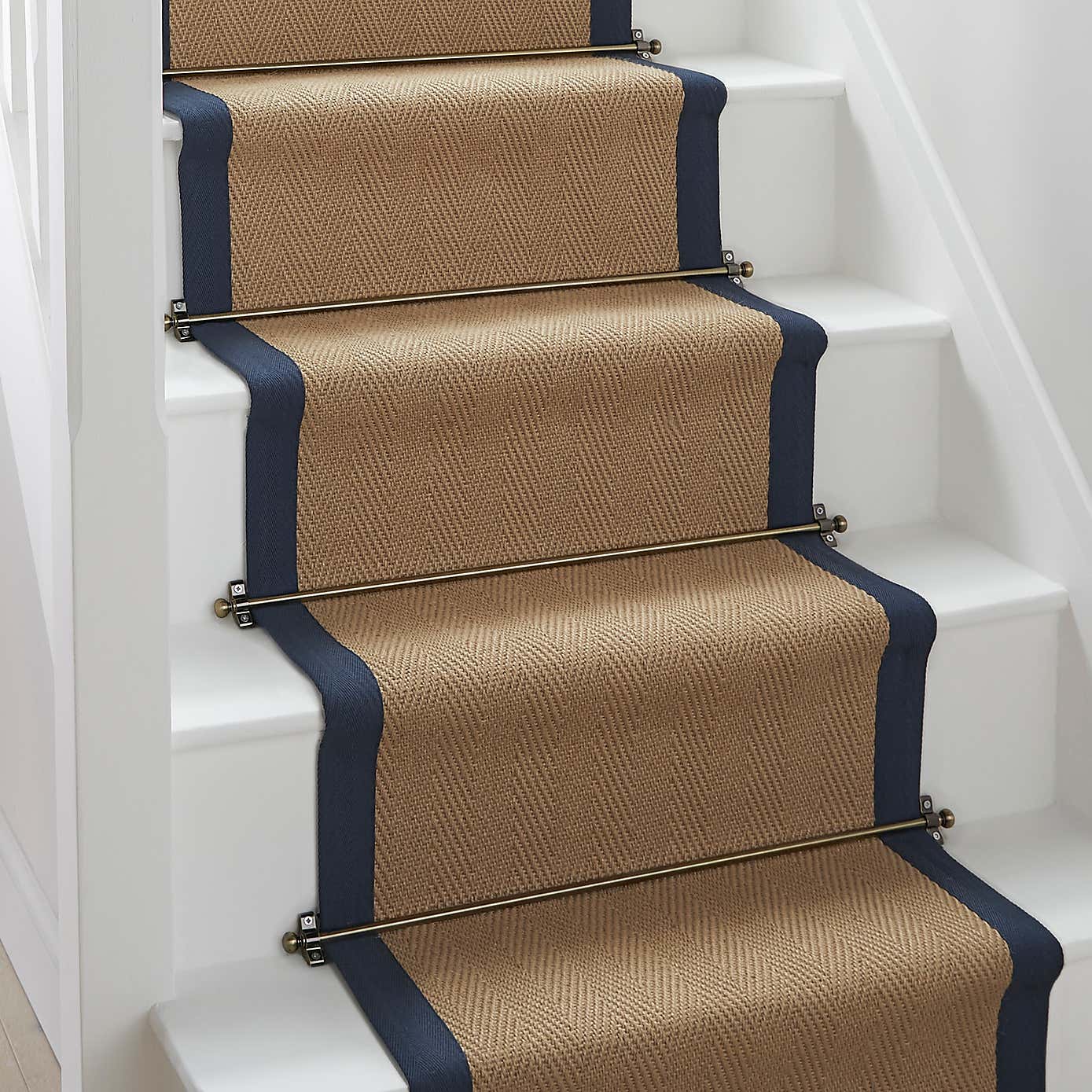 Herringbone Jute Border Stair Runner