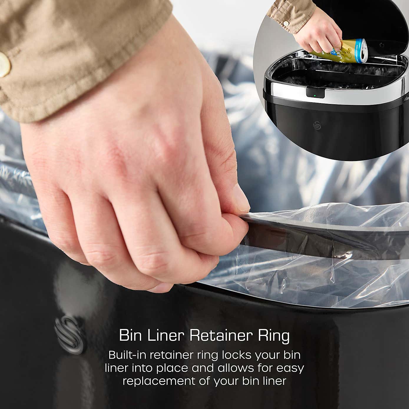 Swan 50L Square Sensor Bin