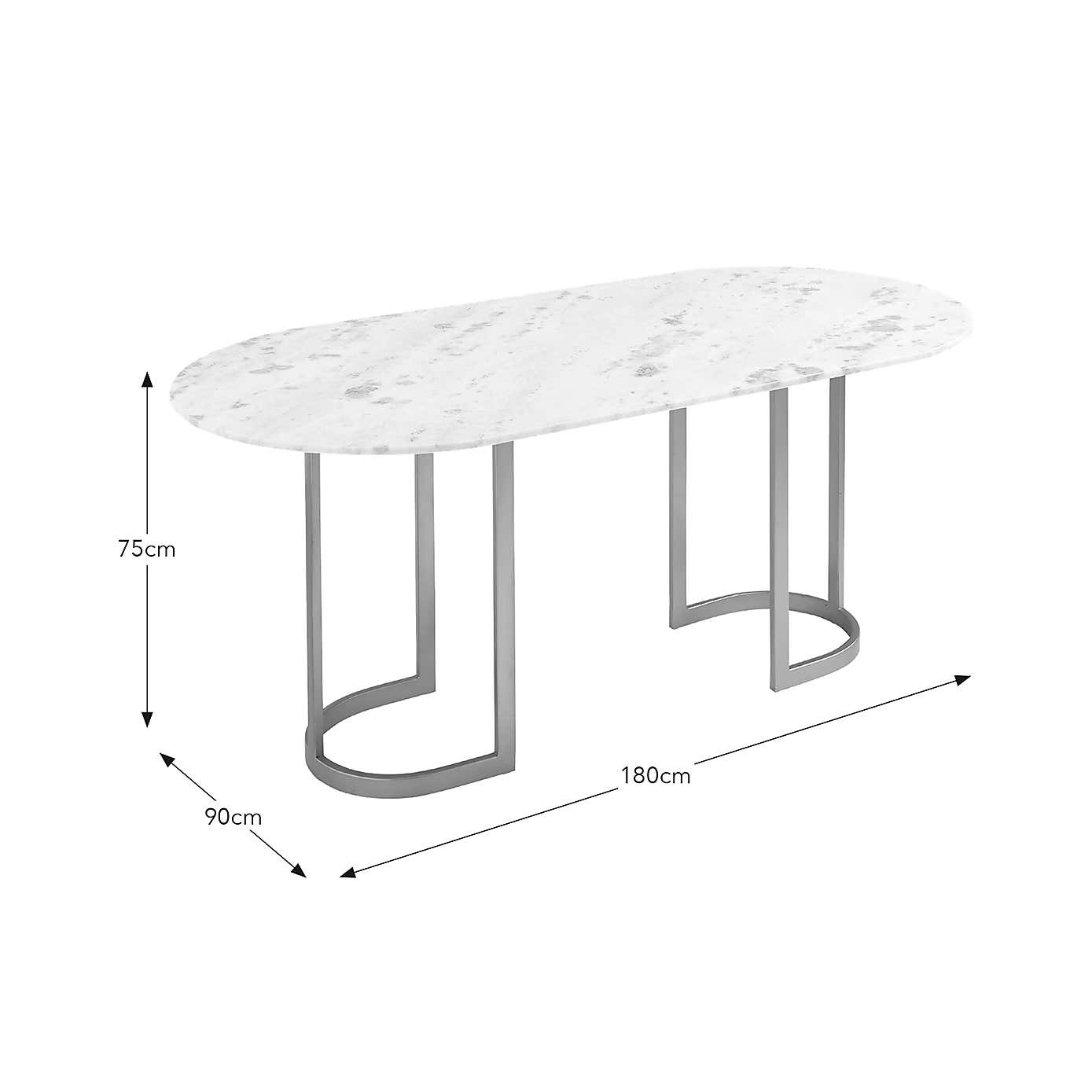 Sascha 6 Seater Oval Dining Table, Marble