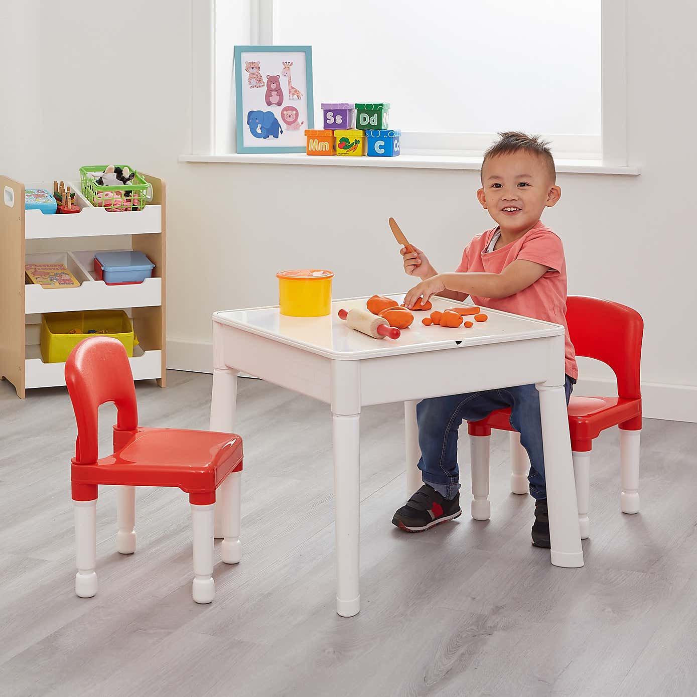 Liberty House Kids 6 In 1 Activity Table And Two Chairs Set