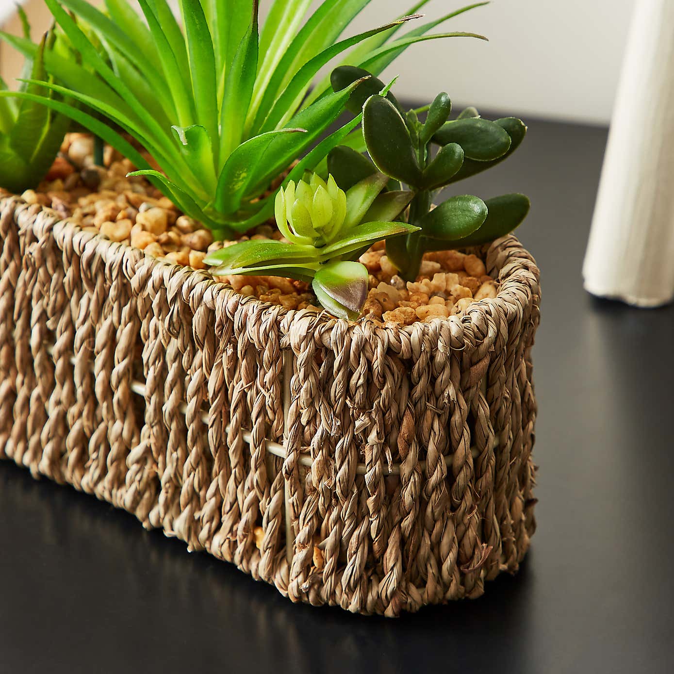 Artificial Succulents in Woven Plant Pot