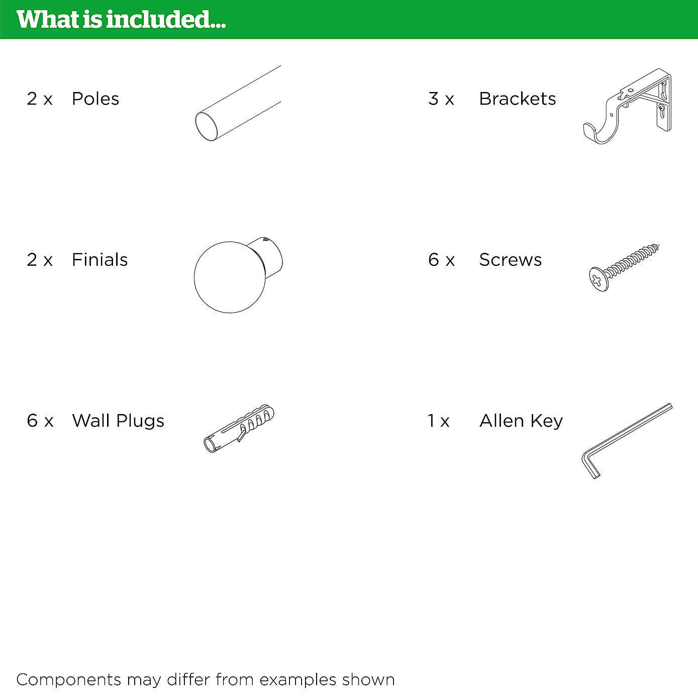 Ribbed Metal Extendable Eyelet Curtain Pole 25/28mm