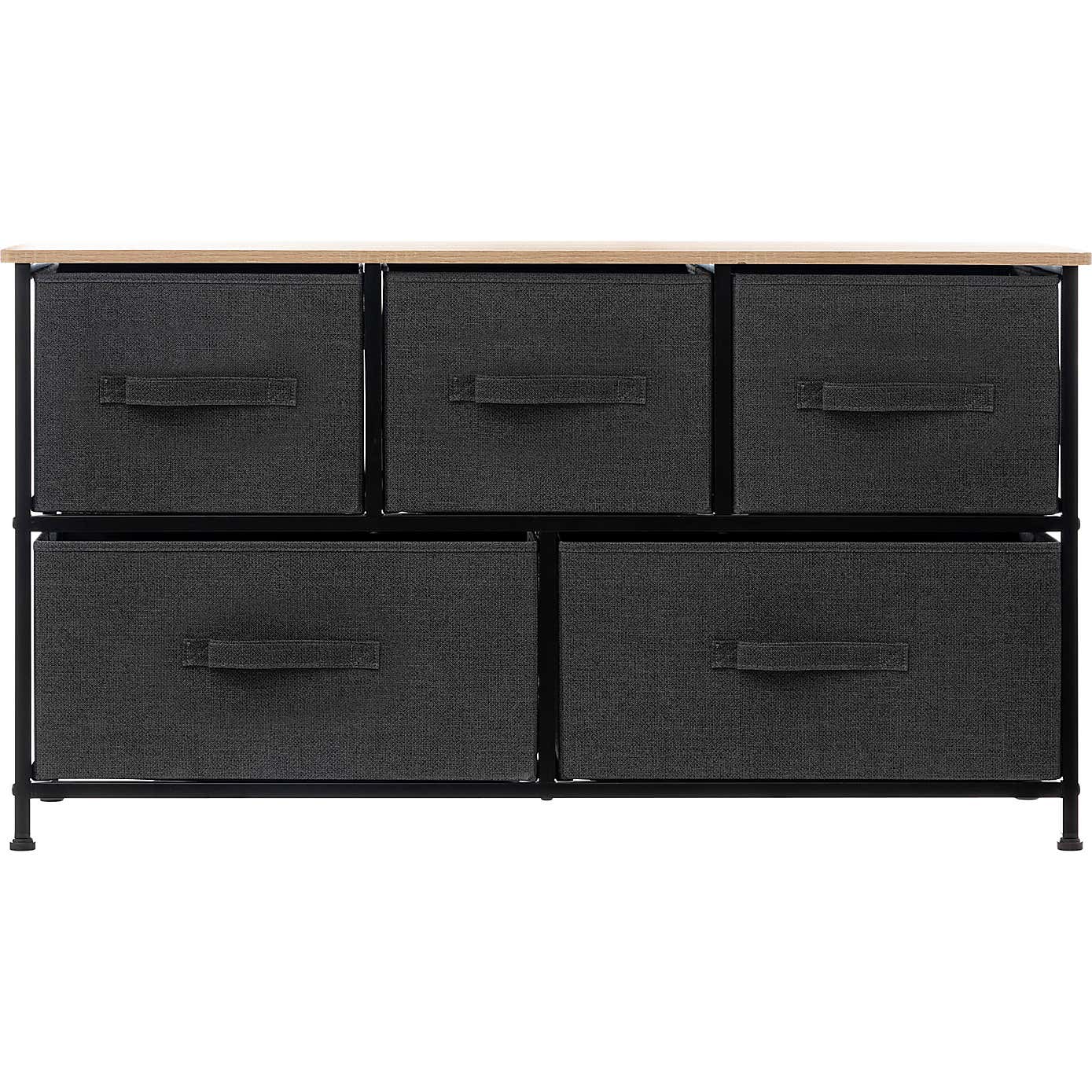 Tissa Low Grey 5 Drawer Storage Unit