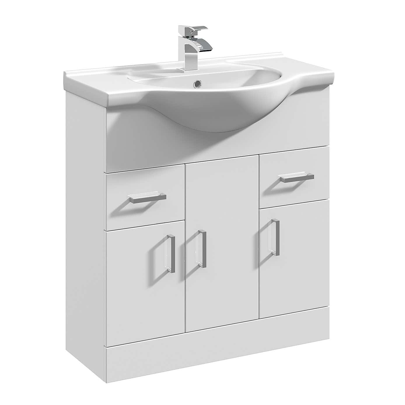 Mayford 3 Door 2 Drawer Vanity Unit with Round Basin