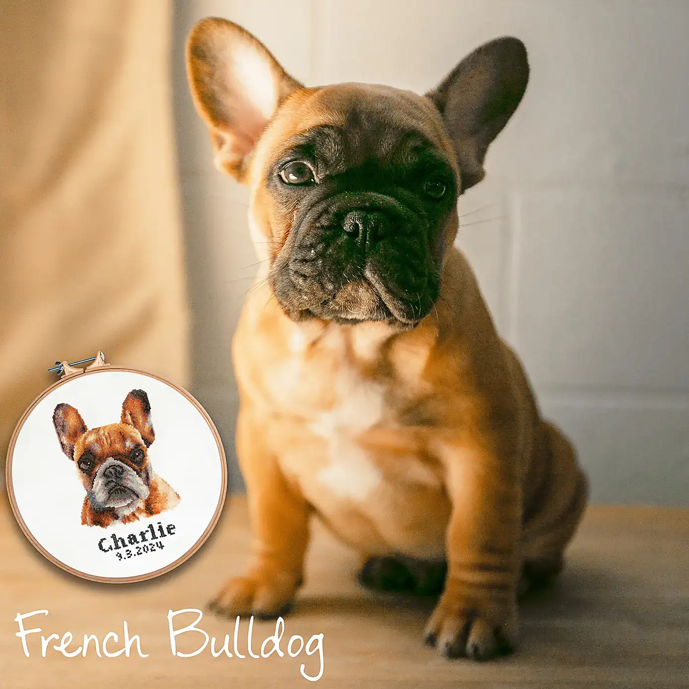 Cross Stitch French Bulldog