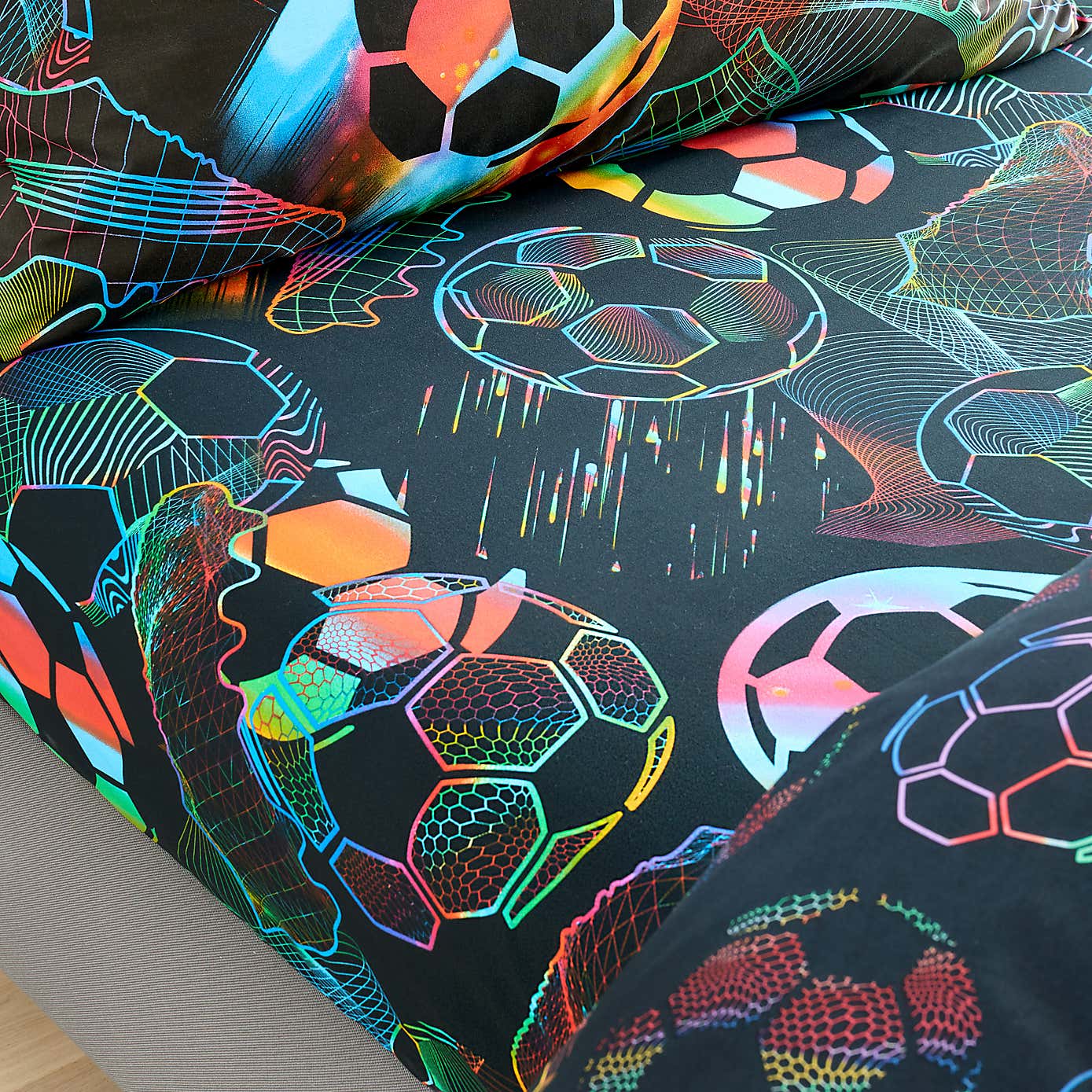 Bright Football Polycotton Fitted Sheet