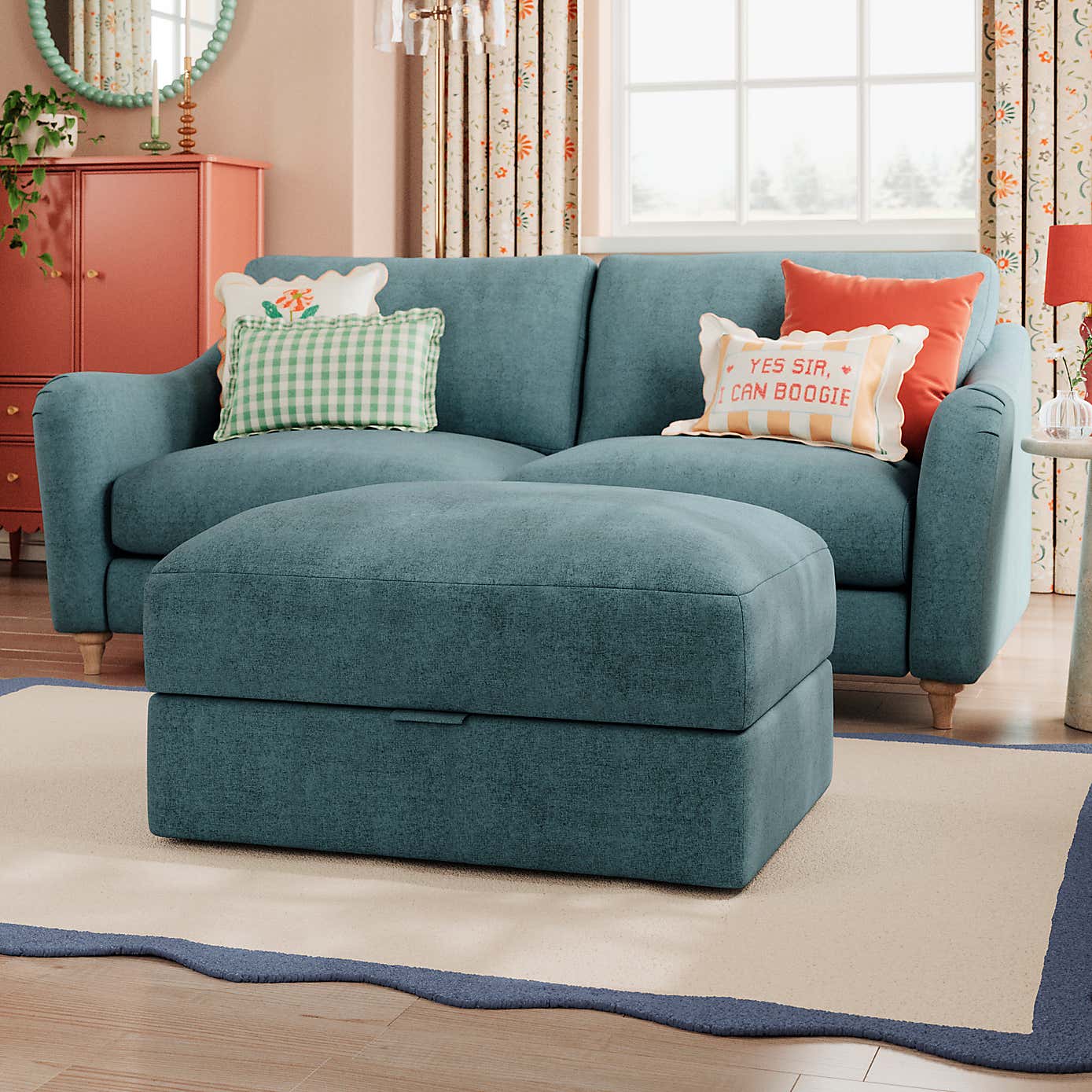 Hattie Tonal Plush Chenille Storage Footstool