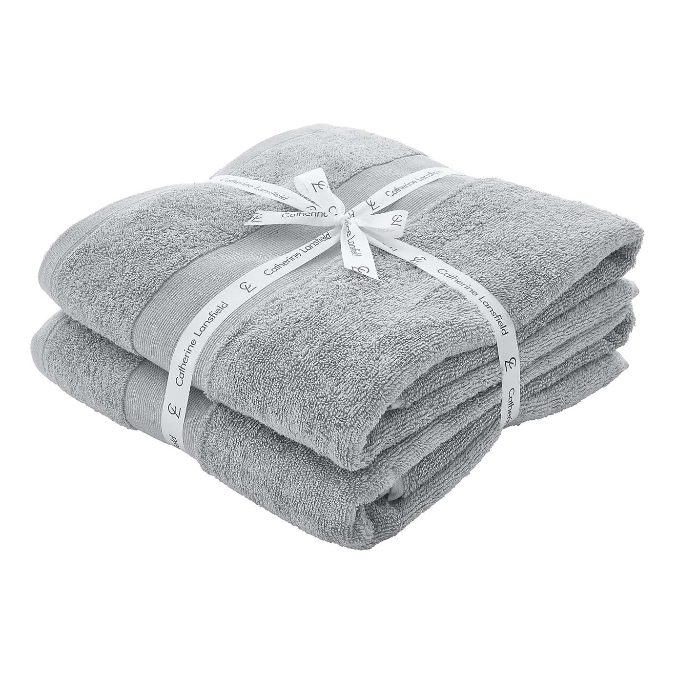 Set of 2 Catherine Lansfield Anti Bacterial Bath Sheets