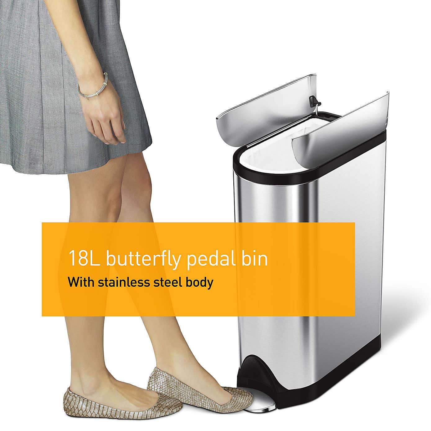 Simple Human Stainless Steel Butterfly Pedal Bin