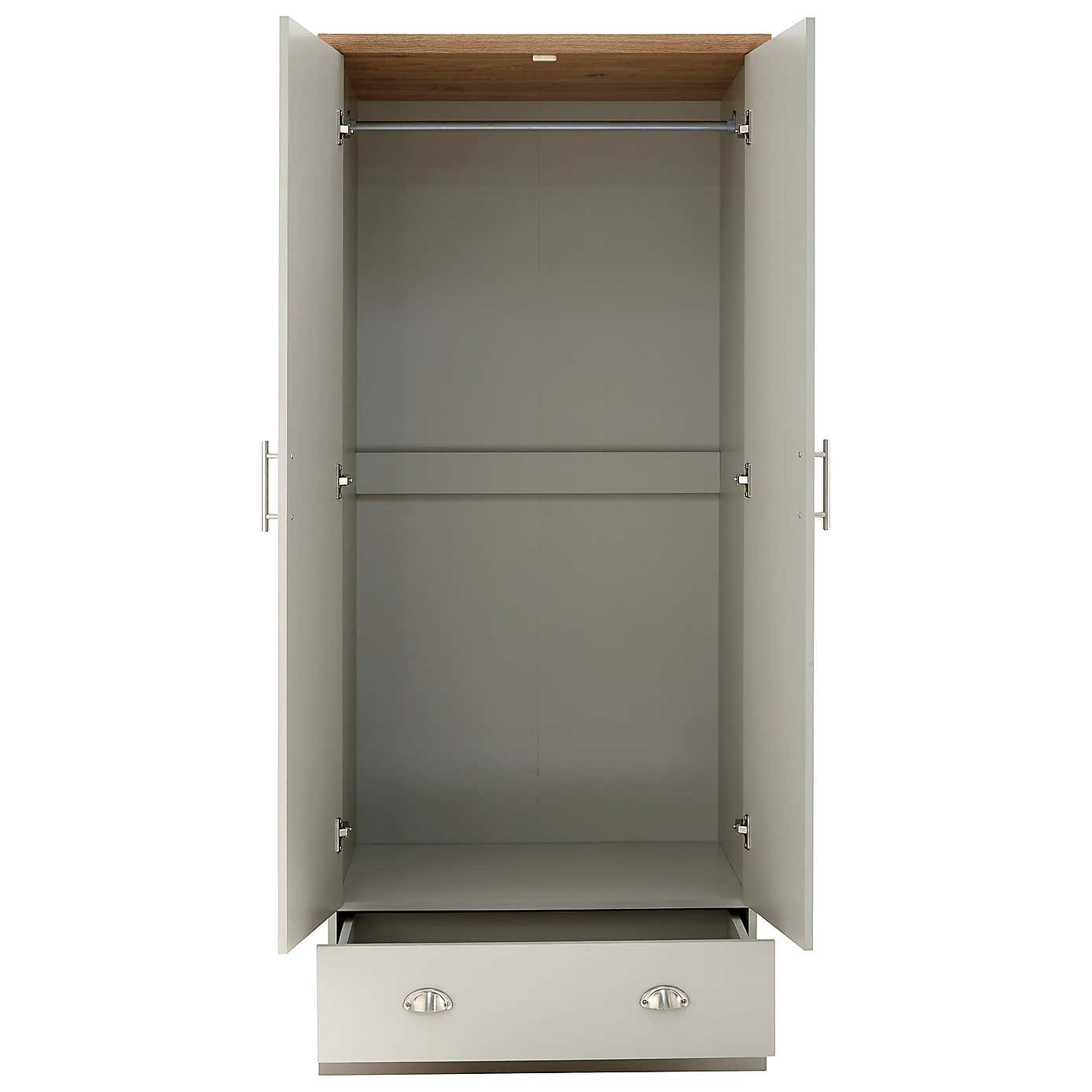 Kendal Double 1 Drawer Wardrobe, Grey