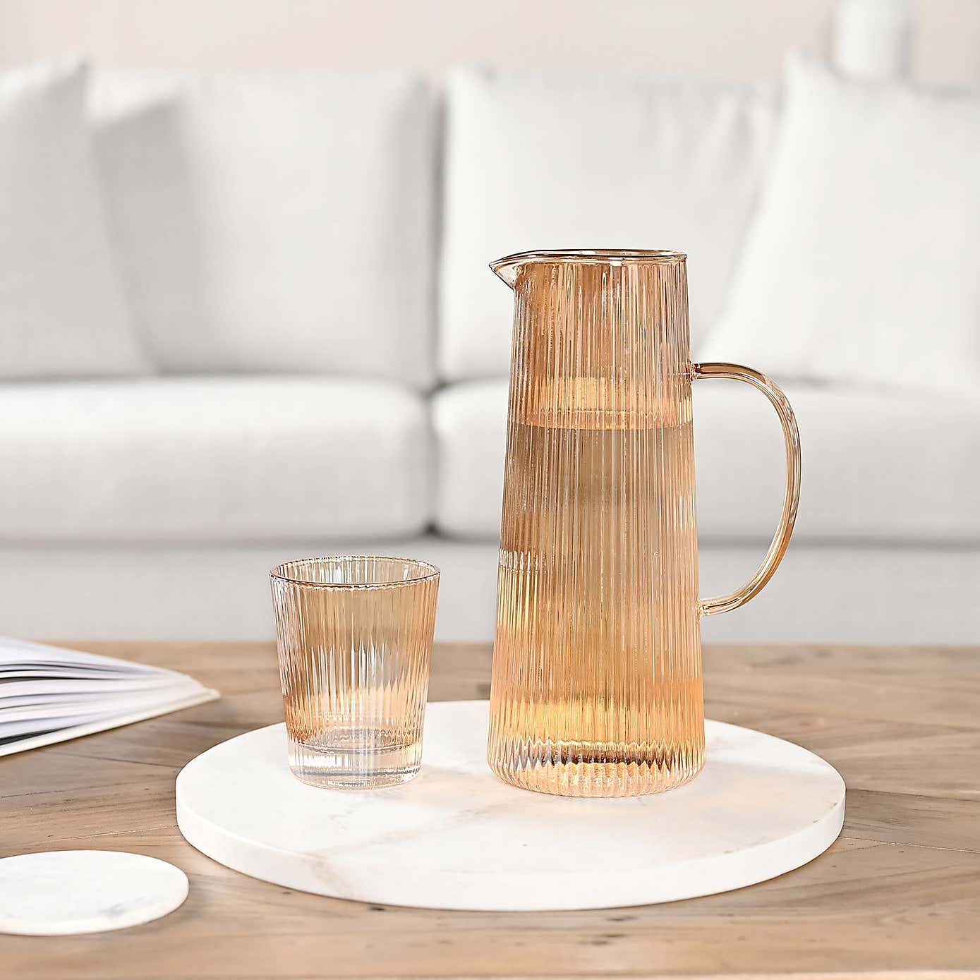 Hestia Ribbed Glass Jug