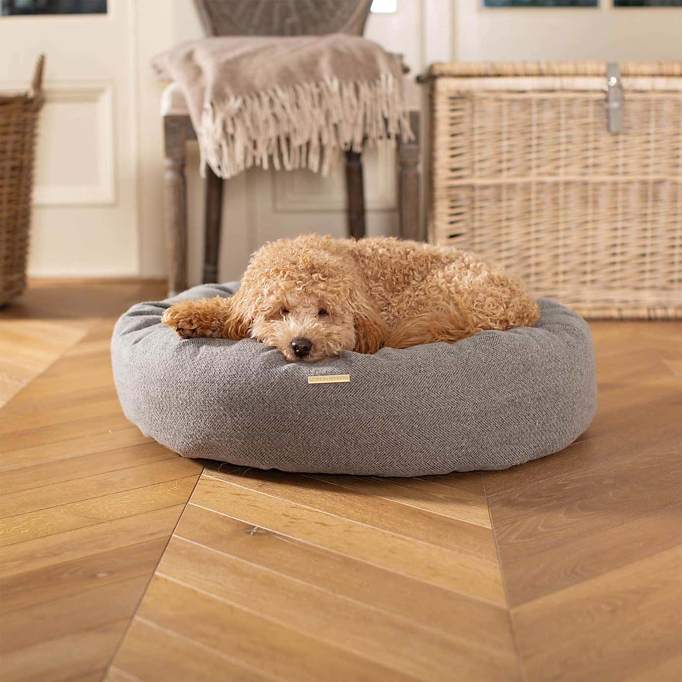 Lords and Labradors Herringbone Donut Dog Bed