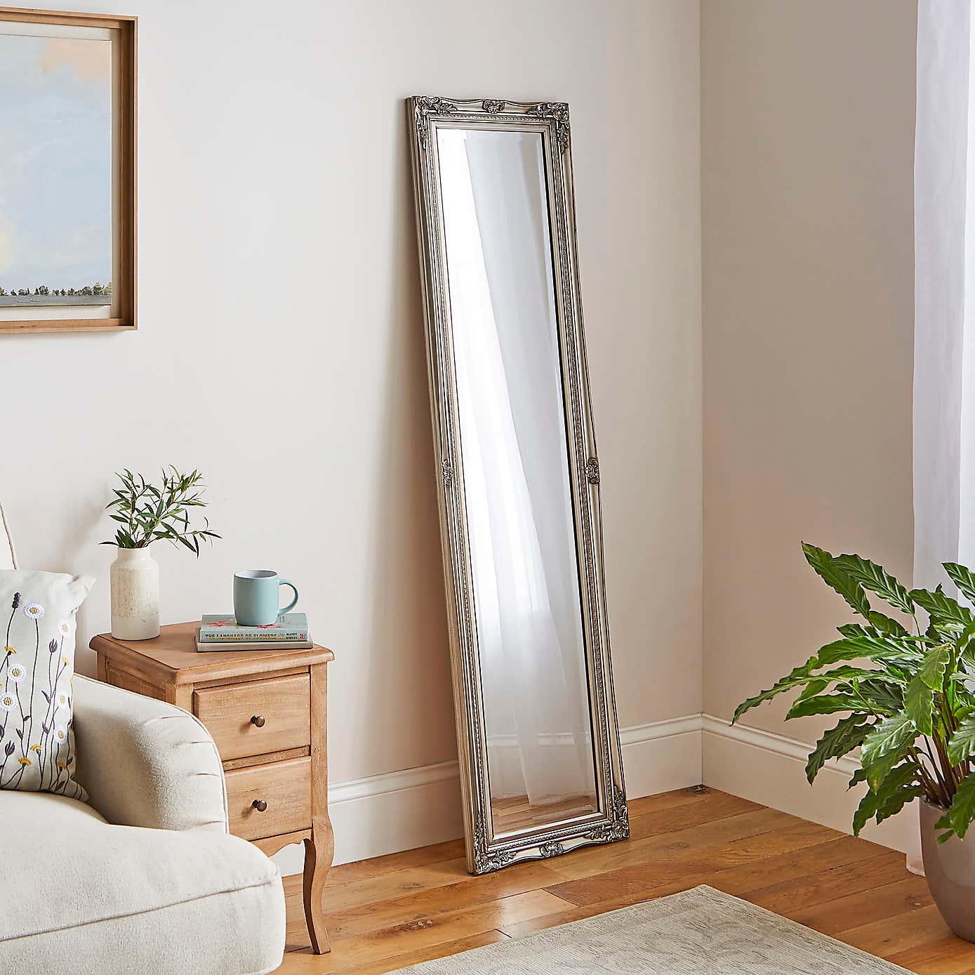 Swept Traditional Rectangle Full Length Leaner Mirror