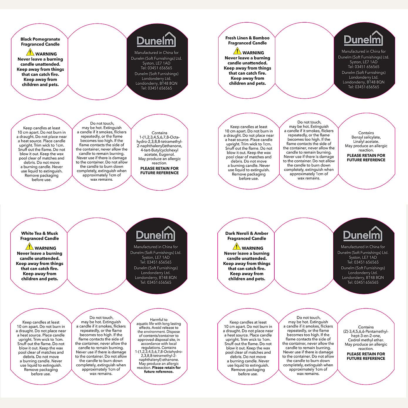 Hotel Neroli & Amber, Dark Pomegranate, White Tea & Musk and Bamboo & Linen Candle Gift Set