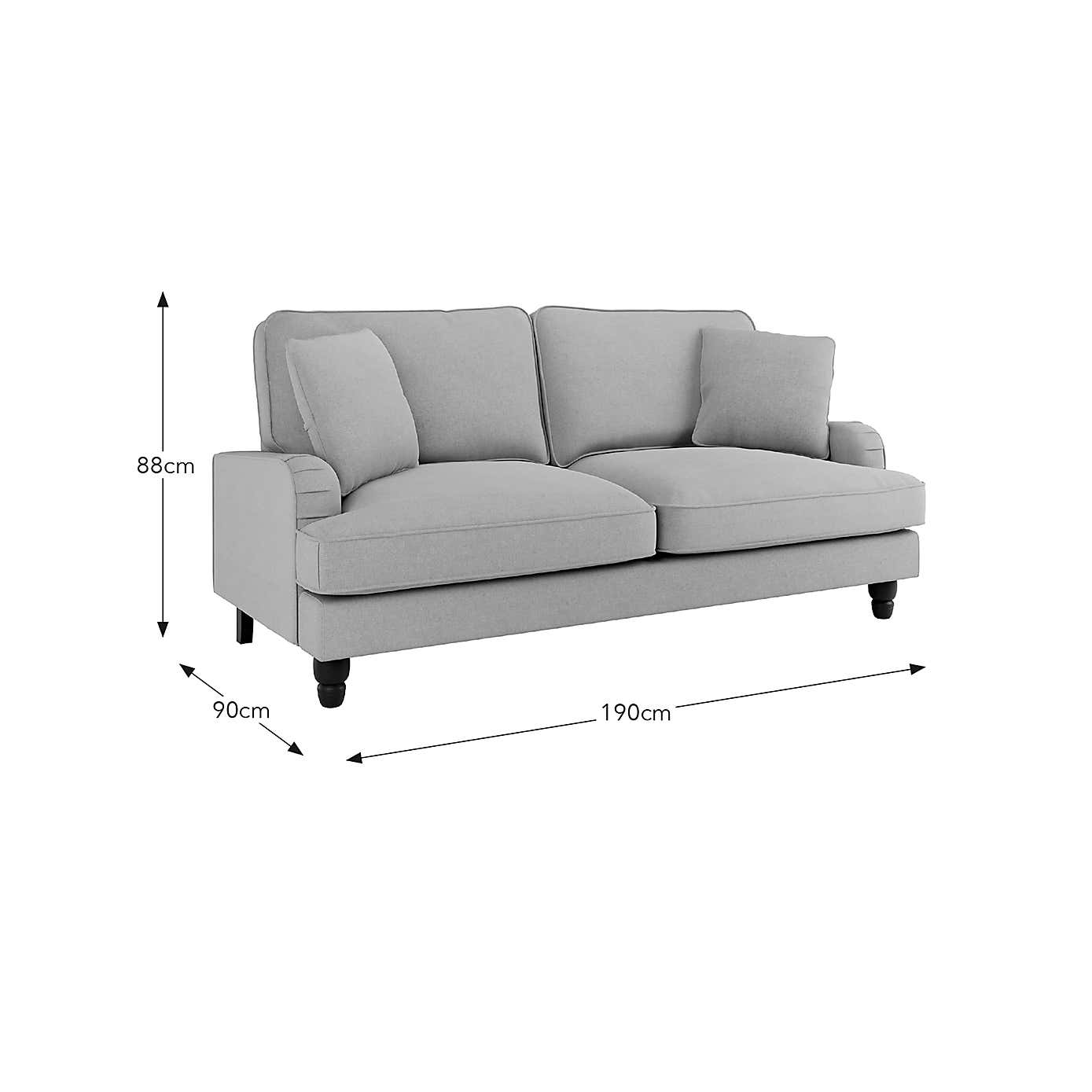 Beatrice Flatweave Grey 3 Seater Sofa