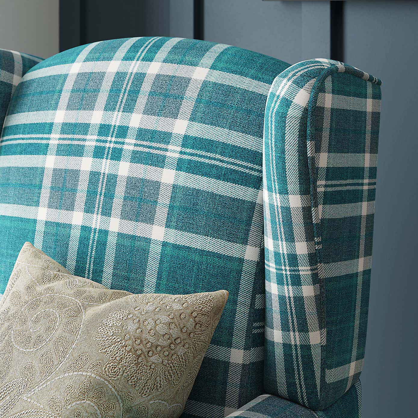 Oswald Check Wingback Armchair