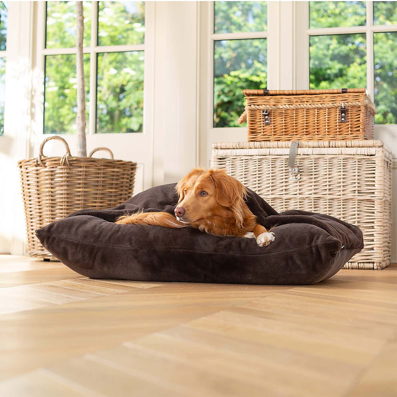 Lords and Labradors Faux Fur Sleepy Burrow Dog Bed