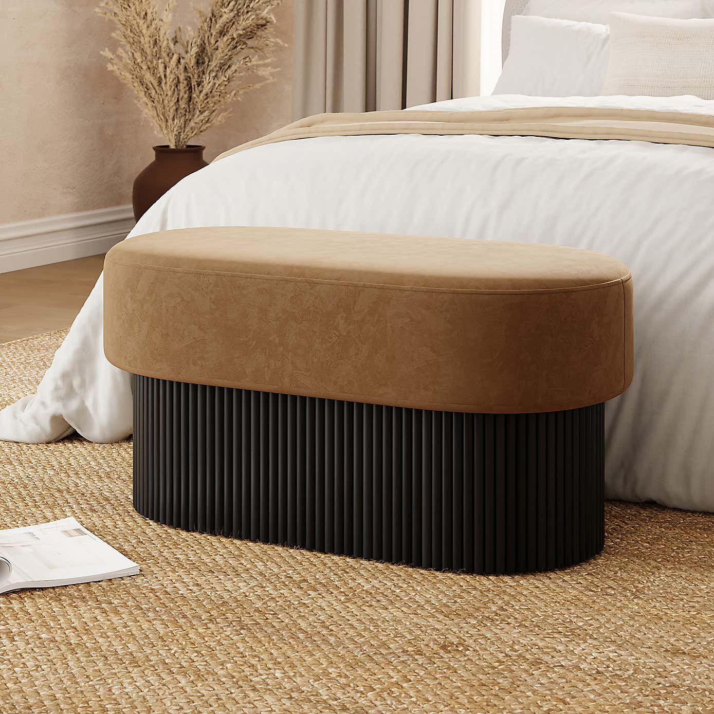 Amari Fluted Storage Ottoman