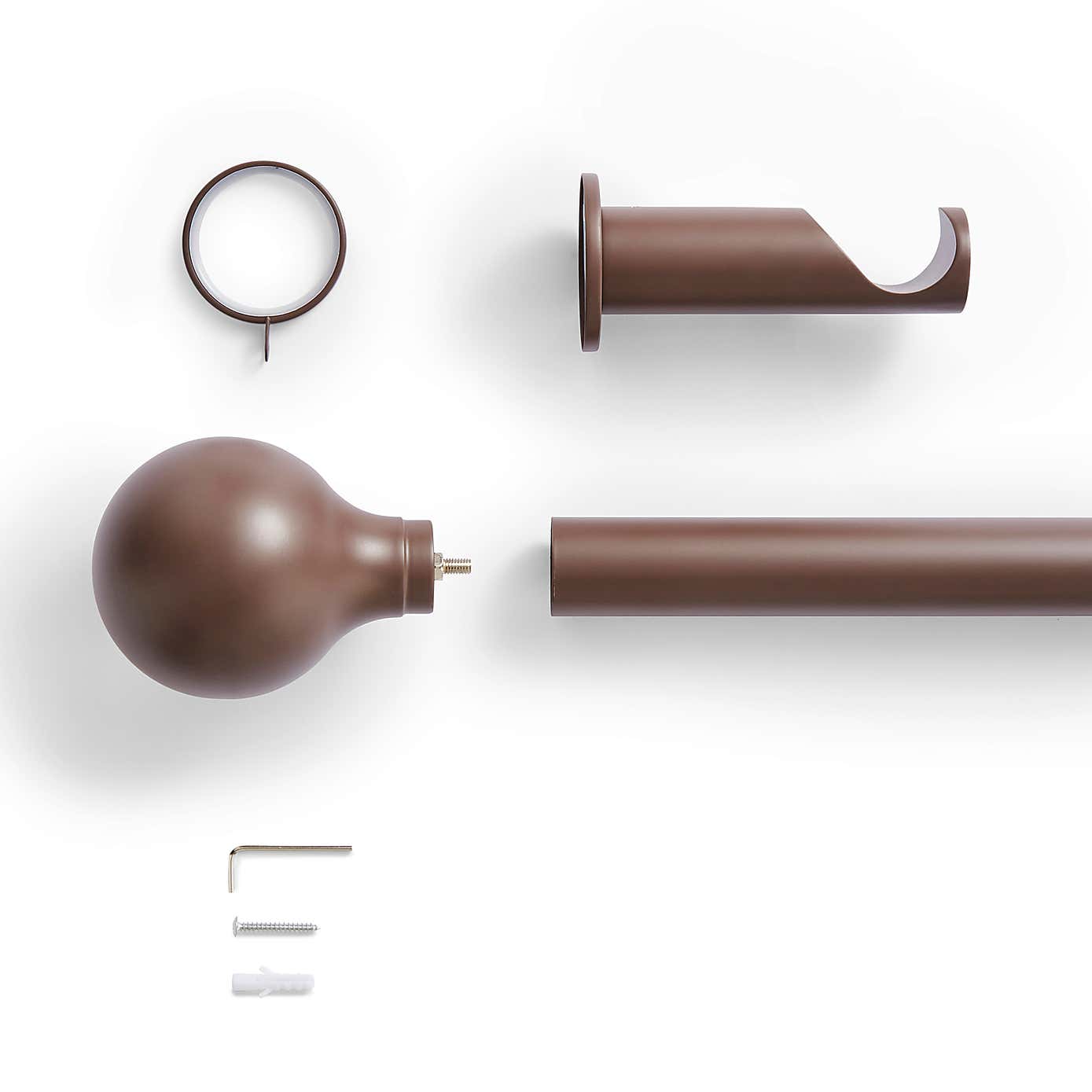 Contemporary Ball Fixed Metal Curtain Pole with Rings