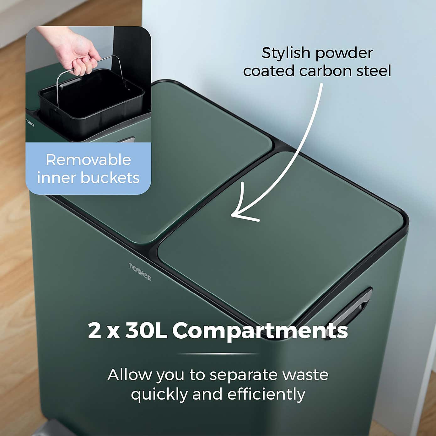 Tower 60L Recycling Pedal Bin