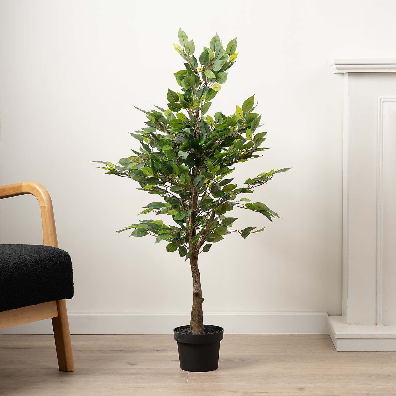 Artificial Mini Ficus Tree in Black Plastic Plant Pot