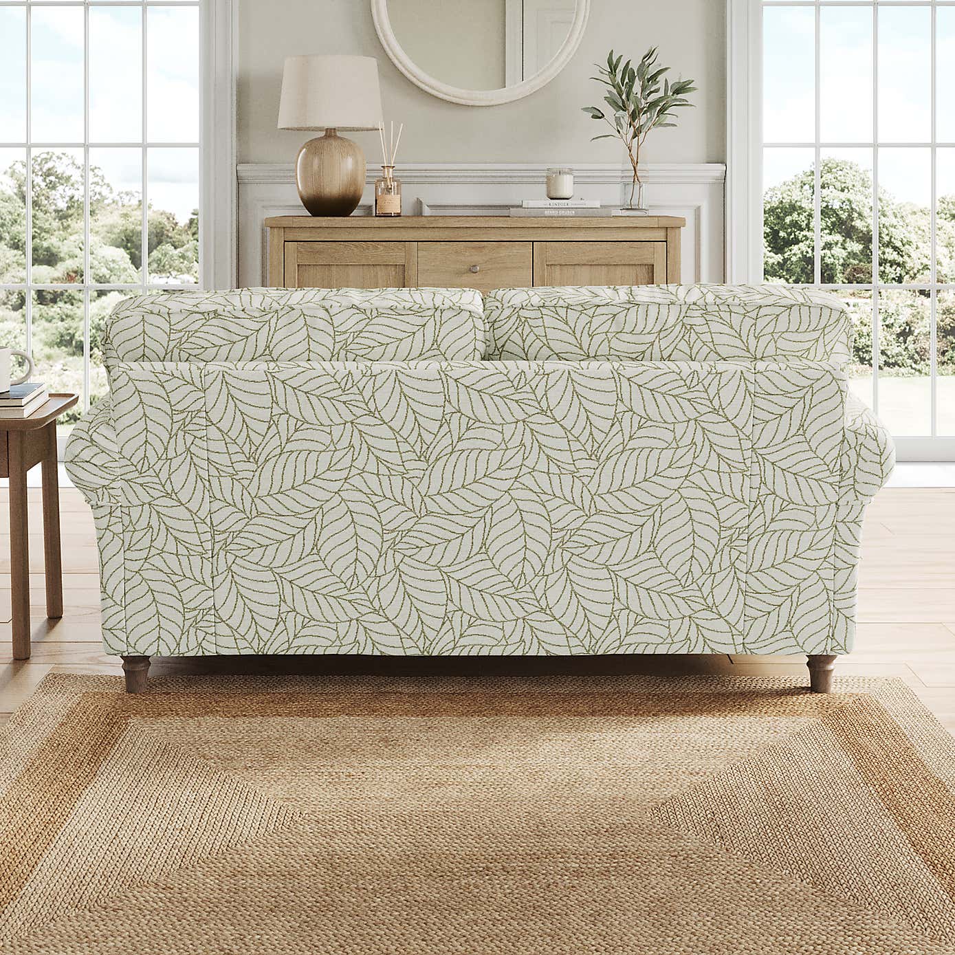 Flori 2 Seater Sofa, Leaf Print Fabric