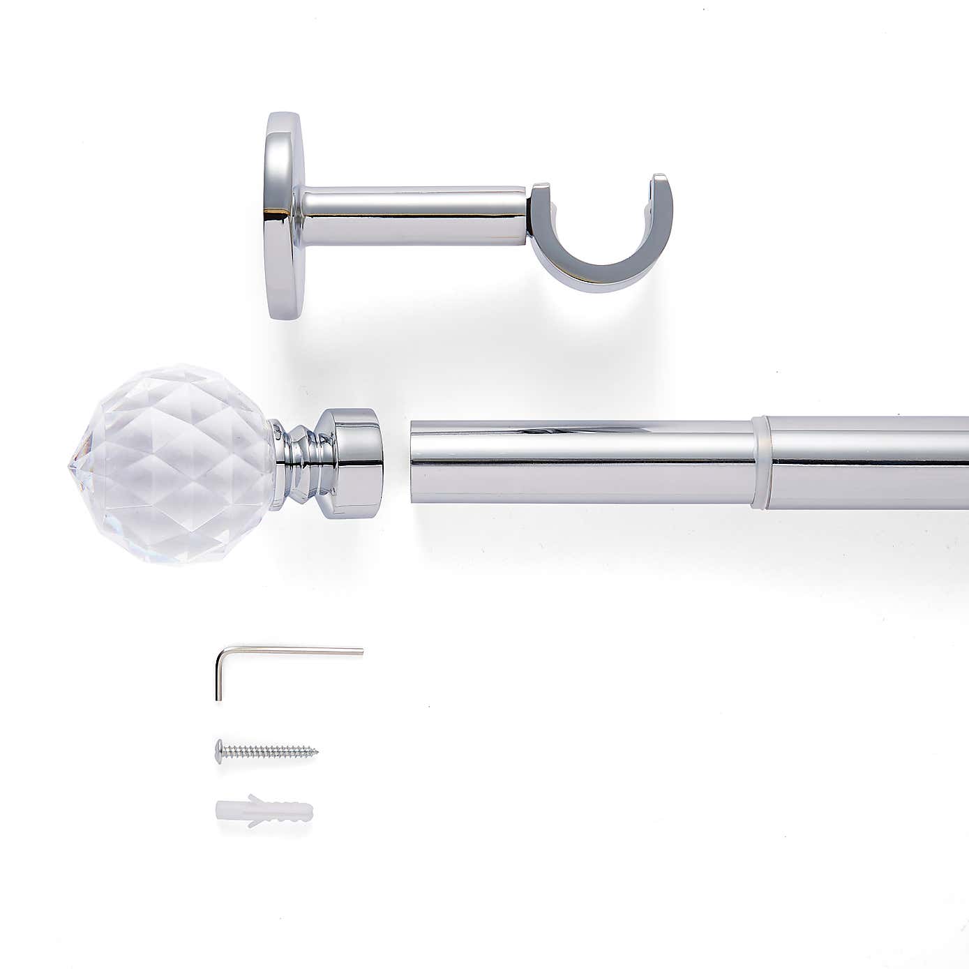 Faceted Ball Extendable Metal Eyelet Curtain Pole
