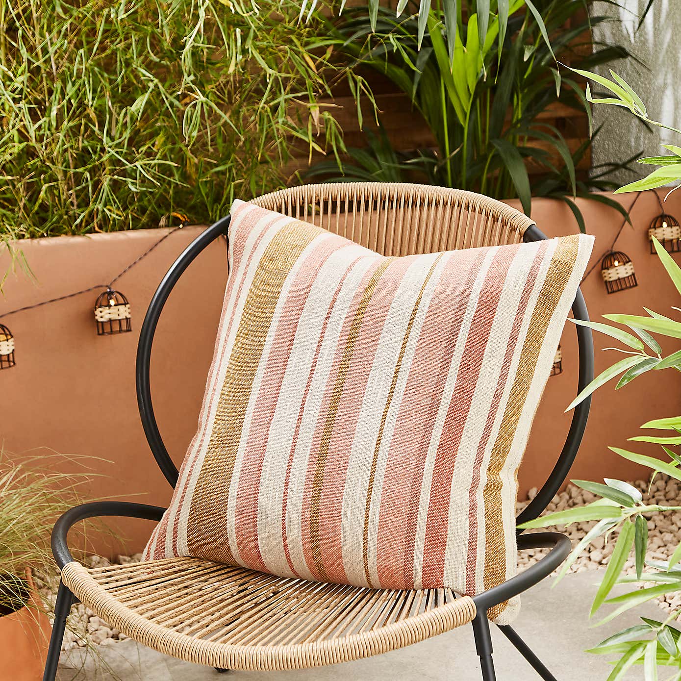 Striped Cotton Outdoor Square Cushion