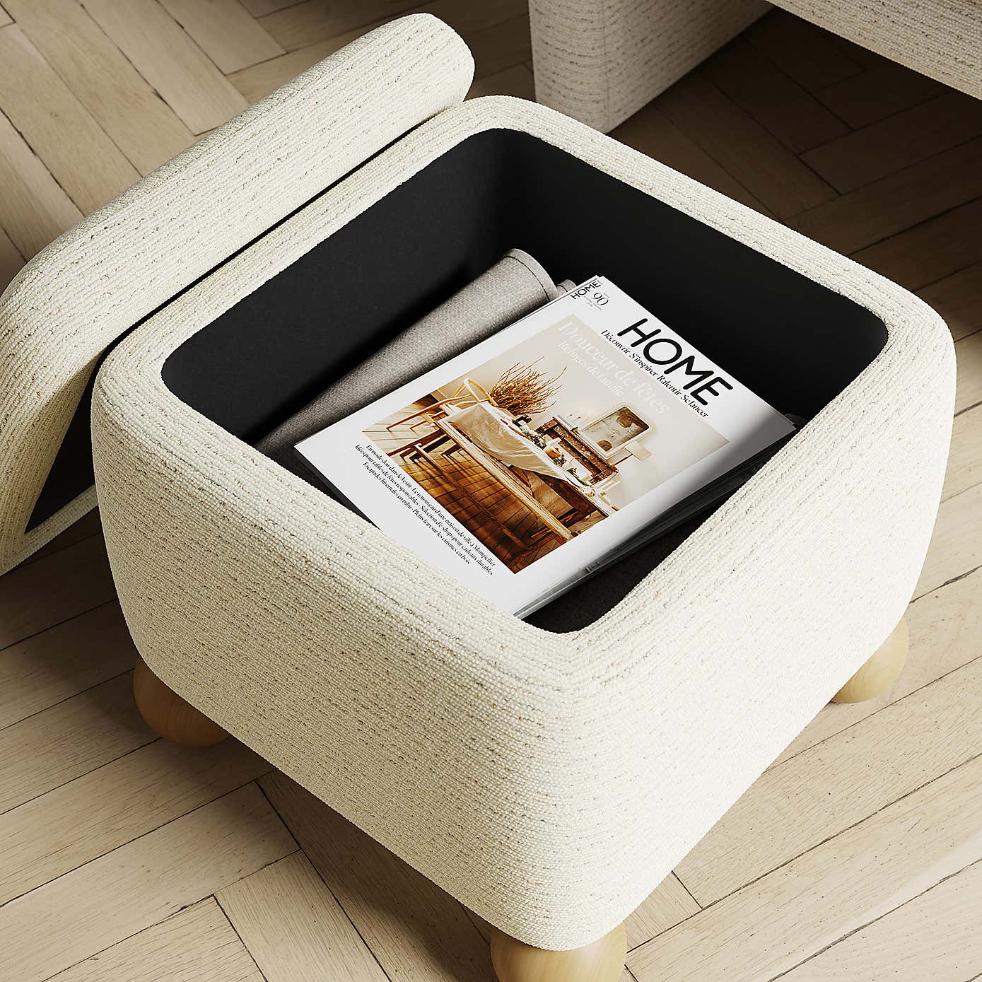 Nylah Boucle Fleck Storage Footstool