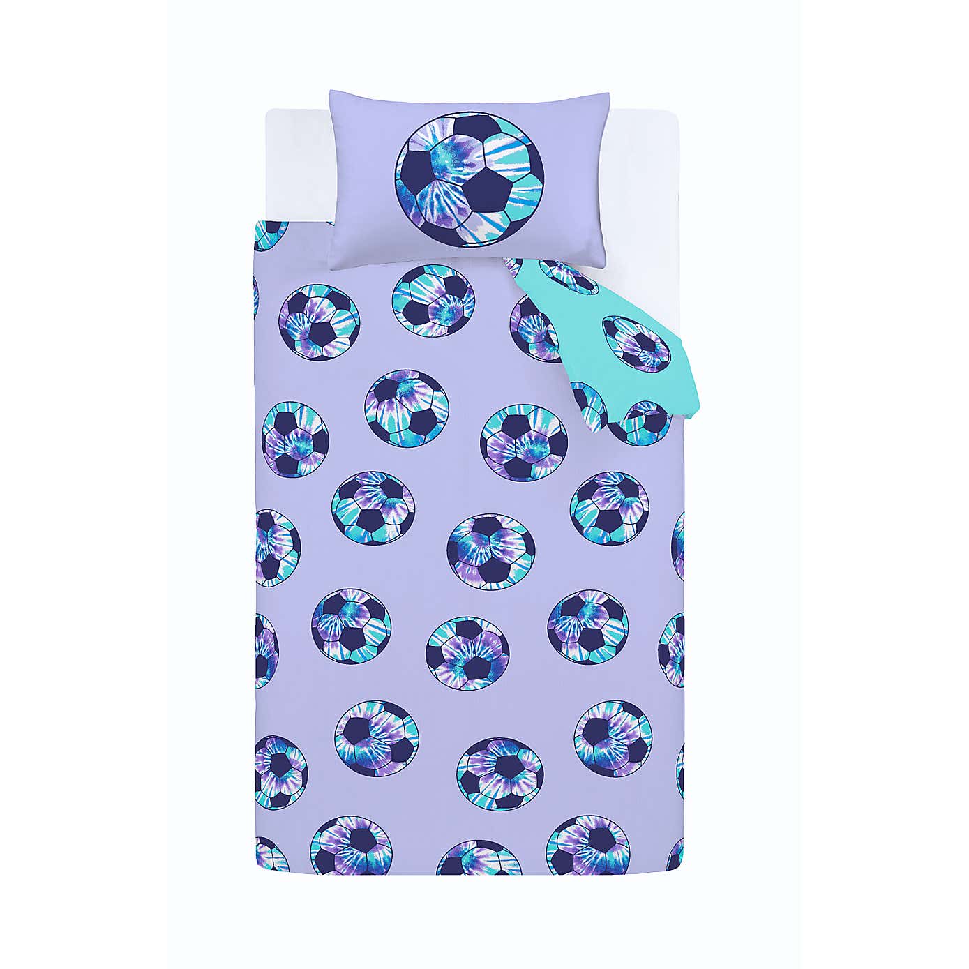 Catherine Lansfield Tie Dye Football Purple Reversible Duvet Cover and Pillowcase Set
