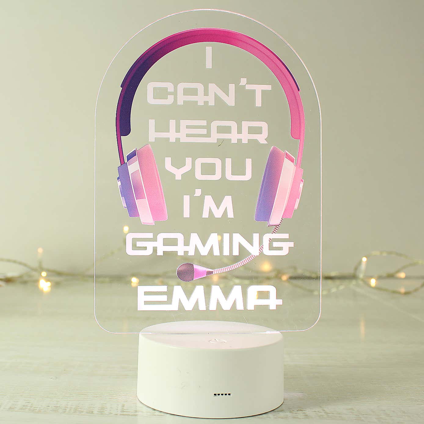 Personalised Pink Gaming Colour Changing Night LED Light