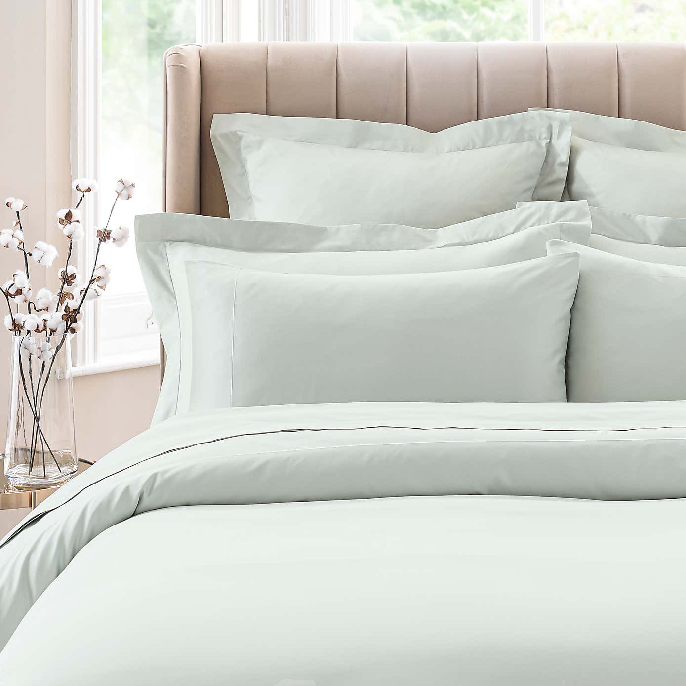 Dorma 300 Thread Count 100% Cotton Sateen Plain Cuffed Pillowcase