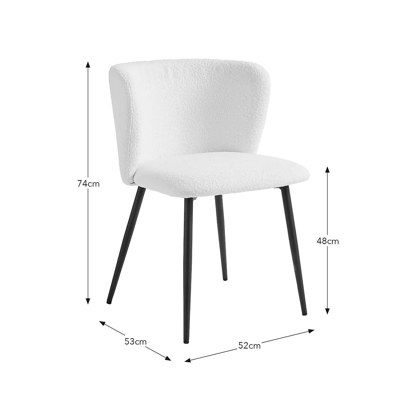 Effy Round Dining Table with 4 Mandy Ivory Boucle Dining Chairs