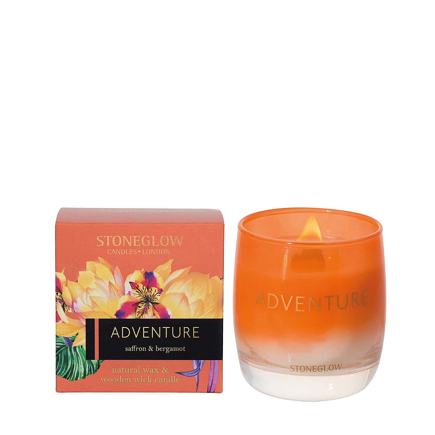 Stoneglow Infusion Saffron Bergamot Candle Orange Adventure