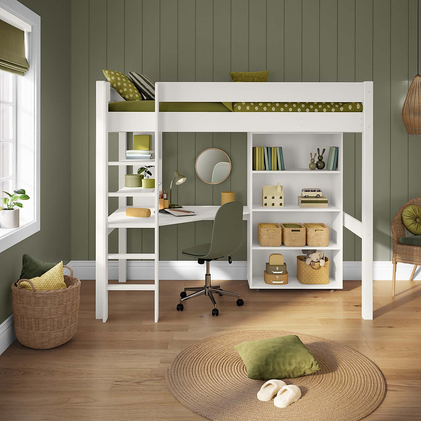 Stompa Classic Highsleeper with Desk and Bookcase