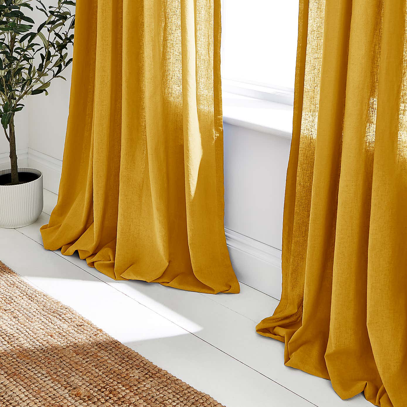 Cotton Linen Slot Top Voile Curtains