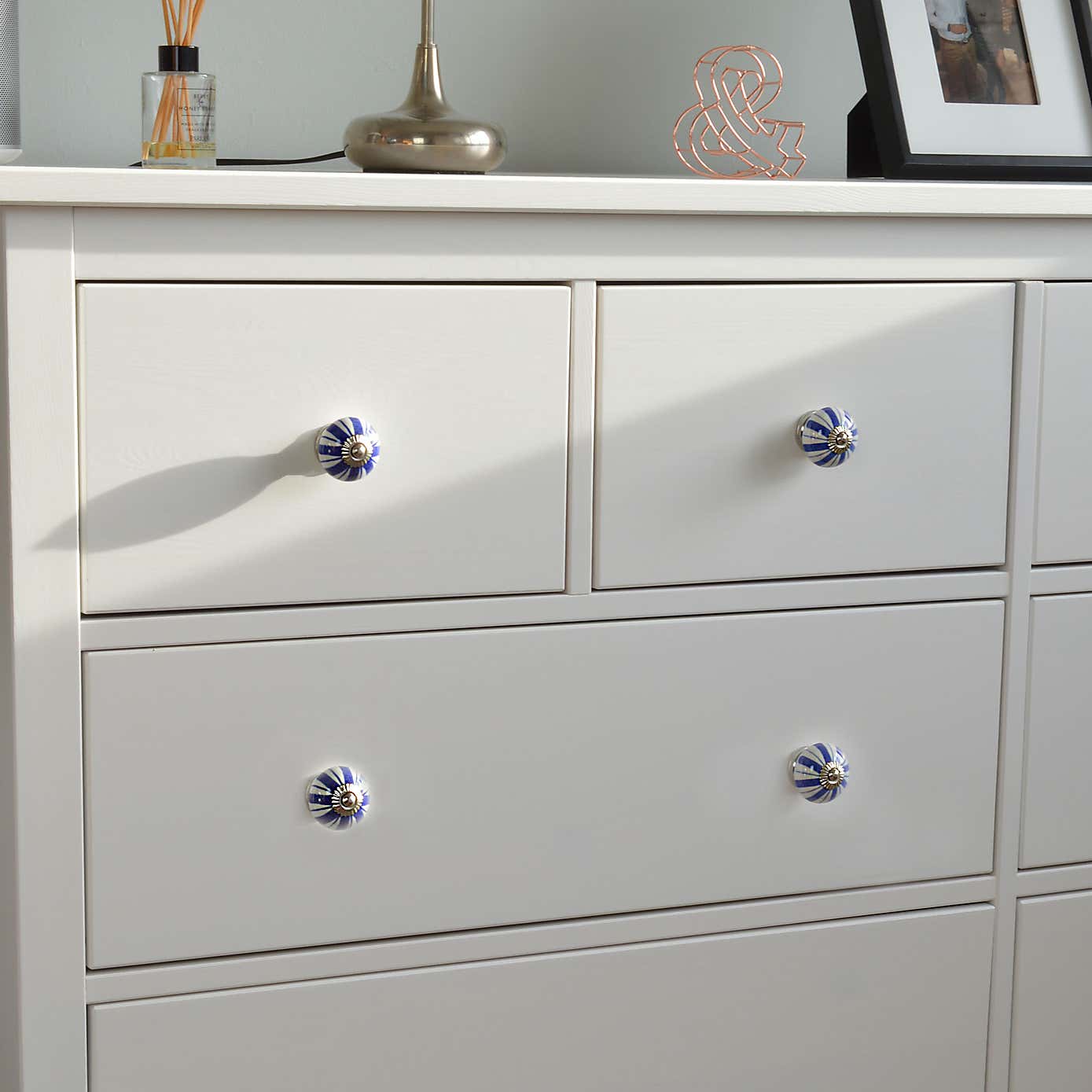 Set of 6 Nicola Spring Navy Lines Round Drawer Knobs