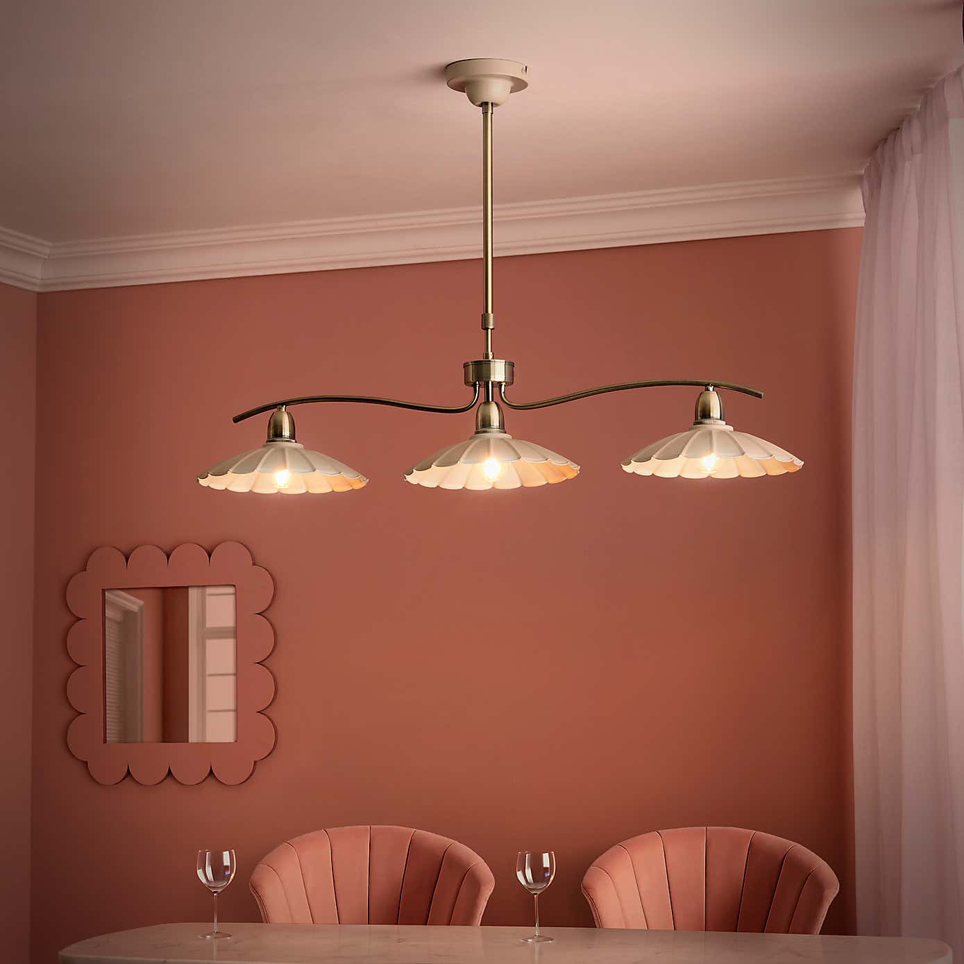 Maya Scallop 3 Light Adjustable Diner Ceiling Light