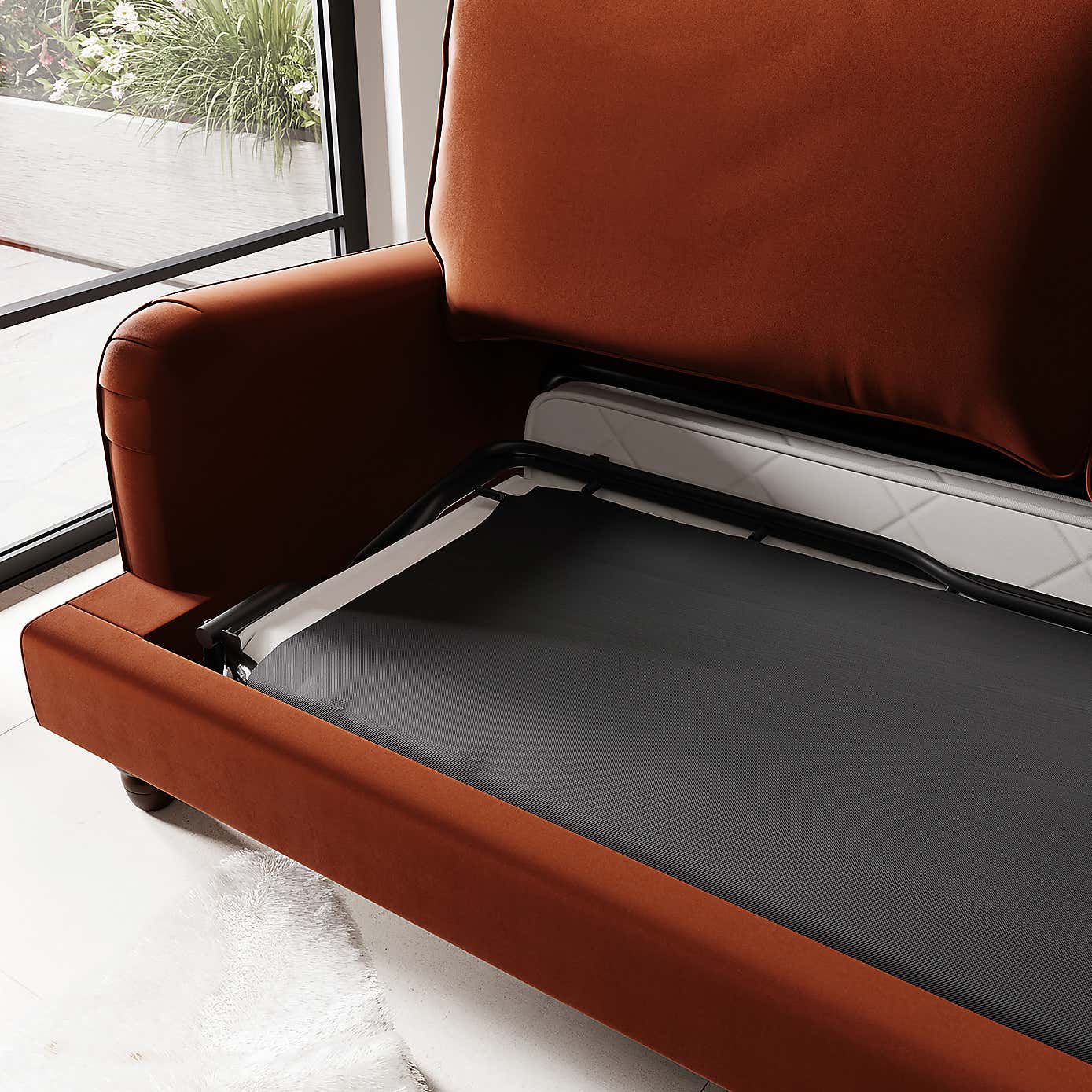 Beatrice Matte Velvet 3 Seater Double Sofa Bed