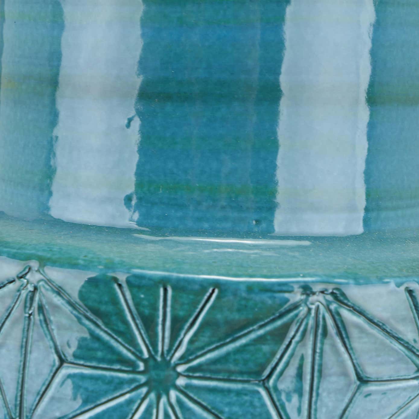 Sidra Aquamarine Stoneware Etch Vase