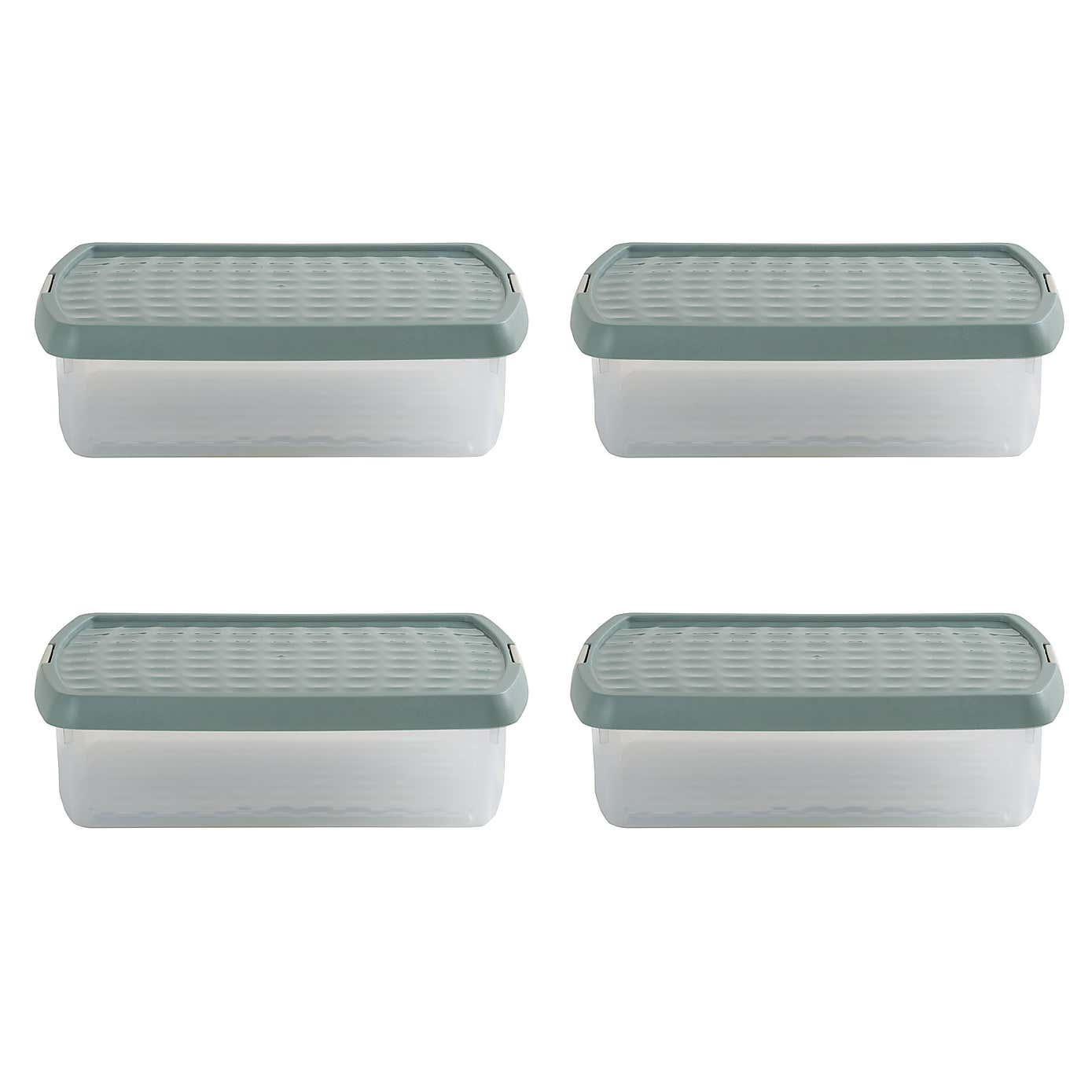 Wham Clip Pack of 4 Rectangle Storage Boxes With Lids