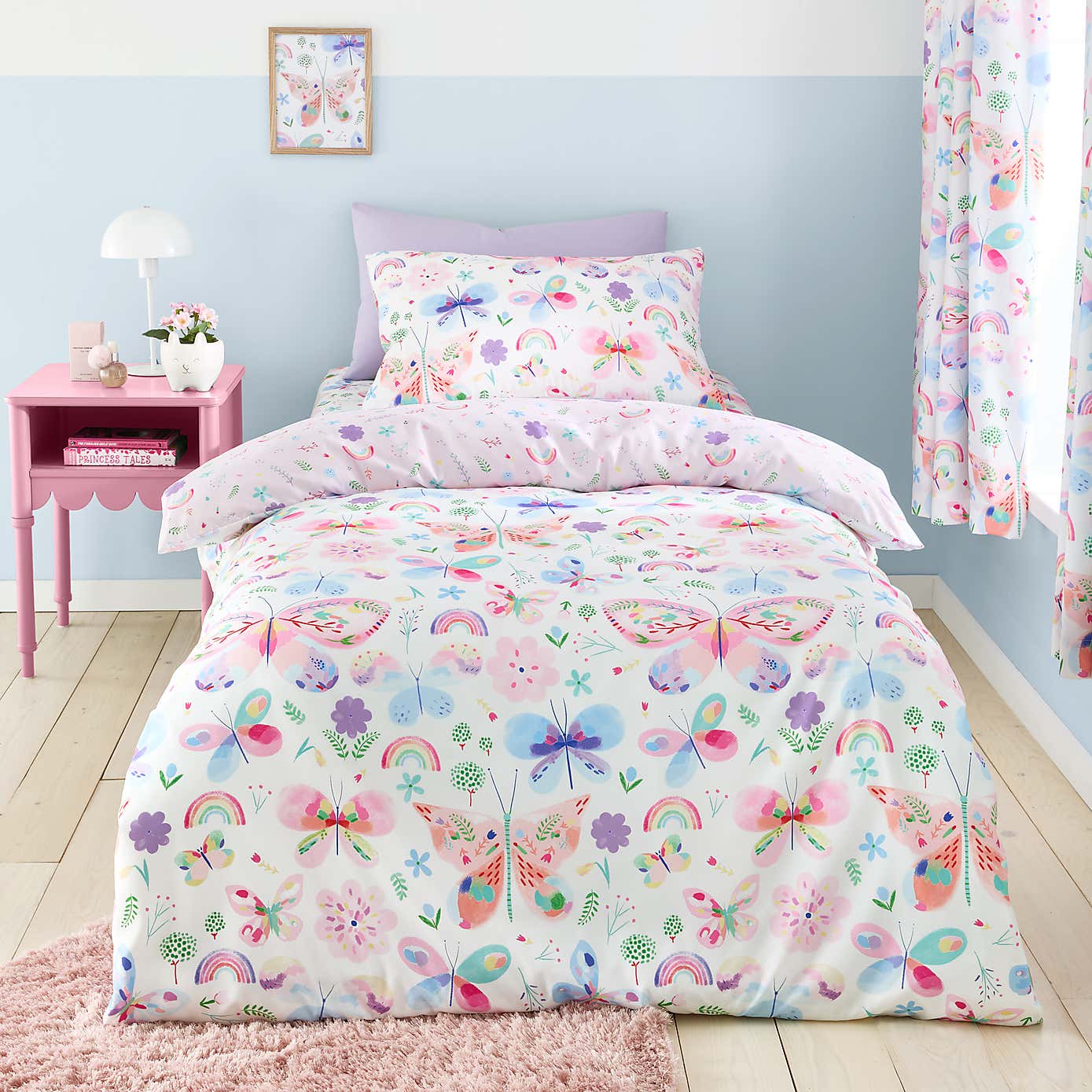 Painted Butterfly Duvet Cover and Pillowcase Set