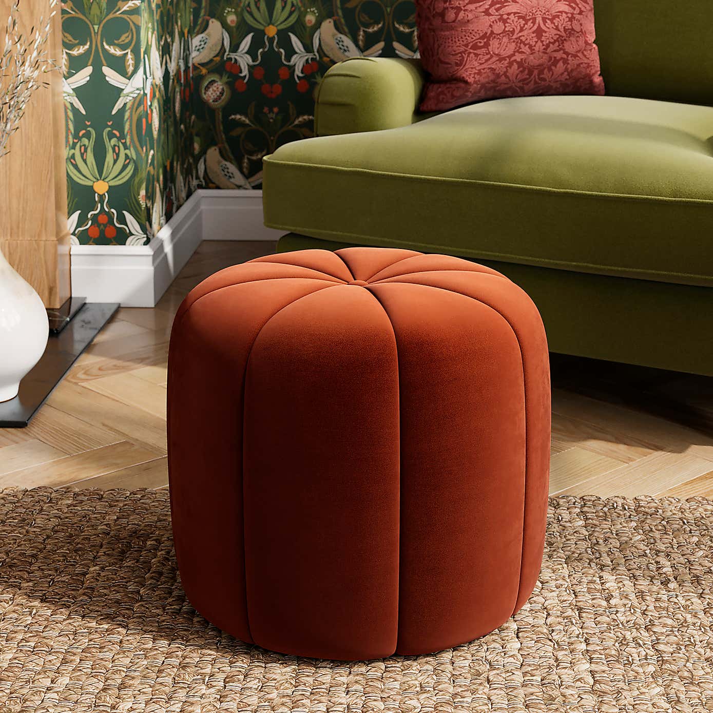 Pumpkin Velvet Footstool