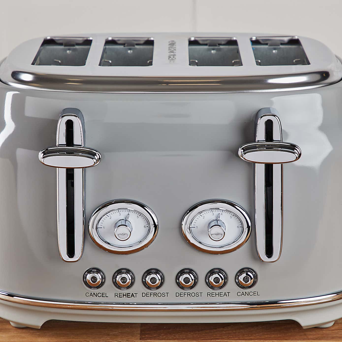 Retro 4 Slice Grey Toaster