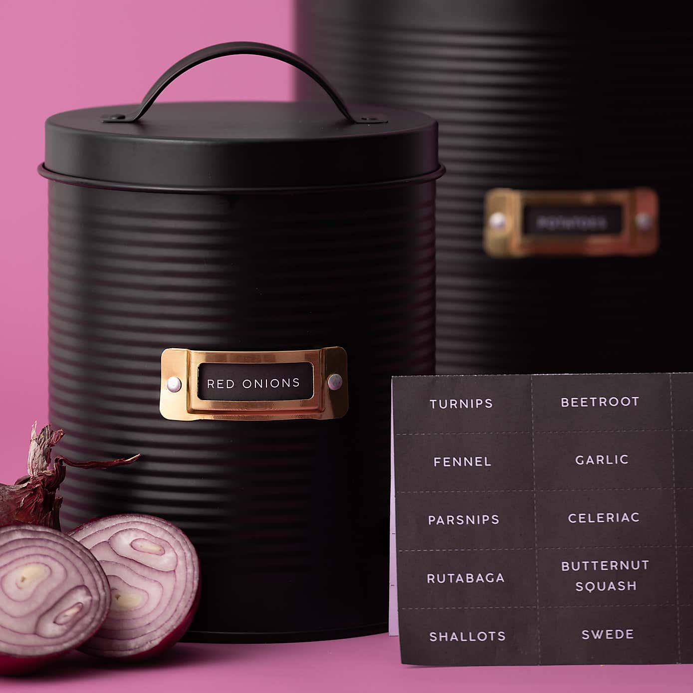 Typhoon Otto Set of 2 Round Black Vegetable Caddies