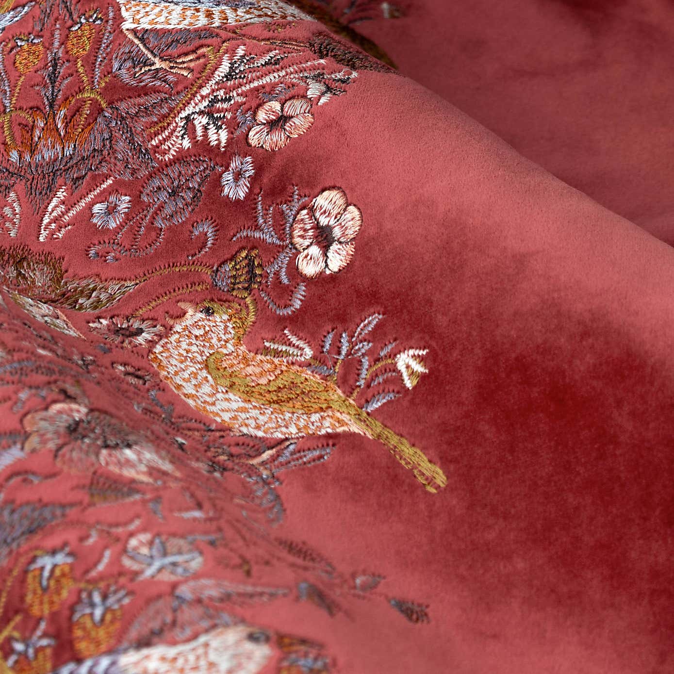 Morris & Co. Strawberry Thief Embroidered Pencil Pleat Curtains